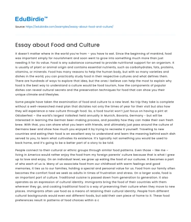 Essay about Food and Culture