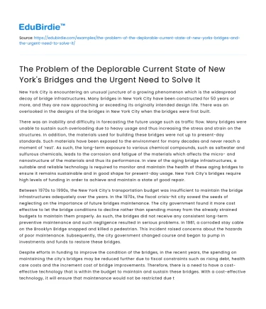 Urgent Need to Fix New York’s Bridges