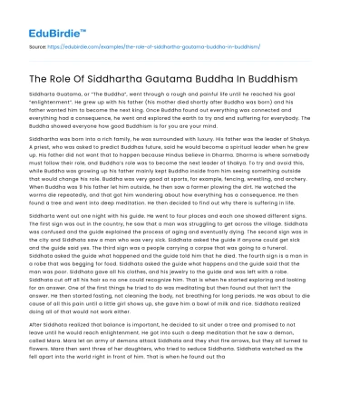 The Role Of Siddhartha Gautama Buddha In Buddhism