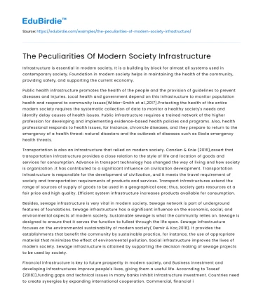 The Peculiarities Of Modern Society Infrastructure