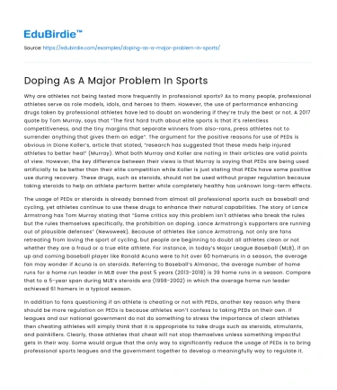 Doping As A Major Problem In Sports
