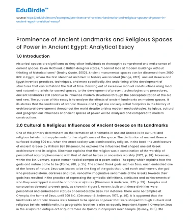 Ancient Egypt’s Landmarks and Religious Power