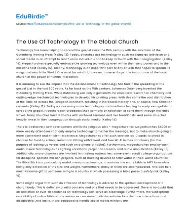 The Use Of Technology In The Global Church