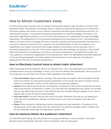 How to Attract Customers: Essay