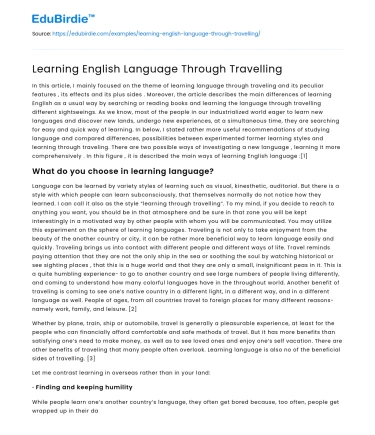 English Proficiency through Travel Experiences