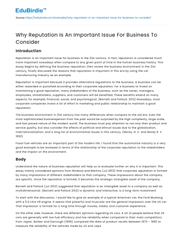 Why Reputation Is An Important Issue For Business To Consider