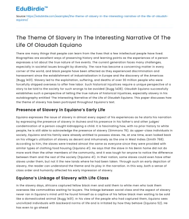 Slavery in Equiano’s Narrative