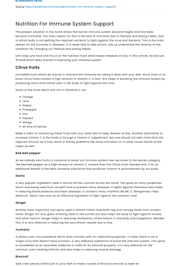 Nutrition For Immune System Support