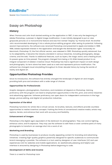 Essay on Photoshop