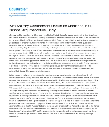 Abolishing Solitary Confinement in US Prisons