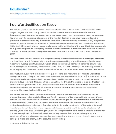 Iraq War Justification Essay