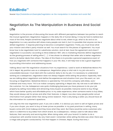 Negotiation: A Strategic Tool in Business and Society