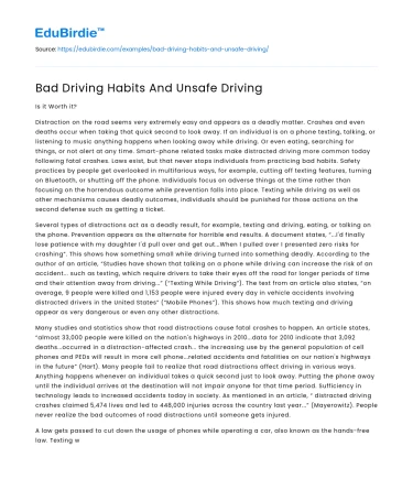 Bad Driving Habits And Unsafe Driving