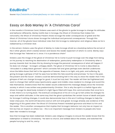 Essay on Bob Marley in ‘A Christmas Carol’