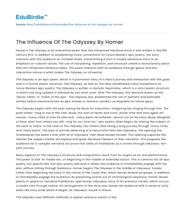 The Influence Of The Odyssey By Homer