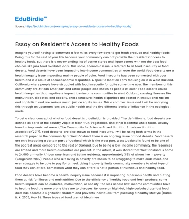 Improving Community Access to Nutritious Foods