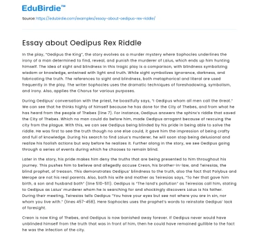 Essay about Oedipus Rex Riddle