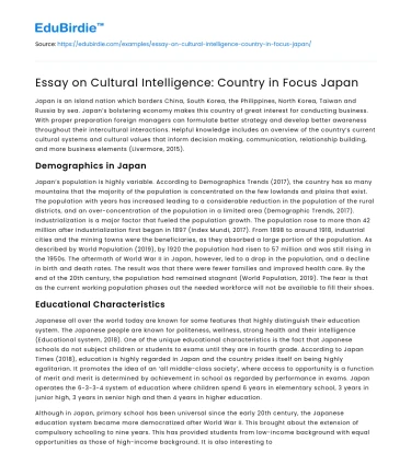 Essay on Cultural Intelligence: Country in Focus Japan