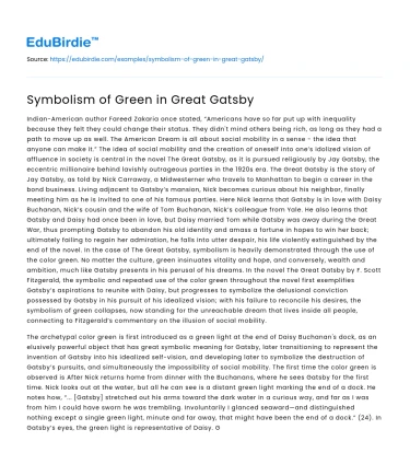 Symbolism of Green in Great Gatsby