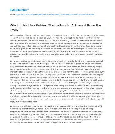 What Is Hidden Behind The Letters In A Story A Rose For Emily?