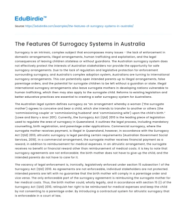 The Features Of Surrogacy Systems in Australia