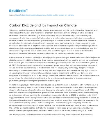 Carbon Dioxide and It’s Impact on Climate