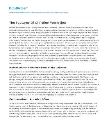The Features Of Christian Worldview