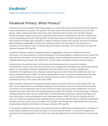 Facebook Privacy: What Privacy?