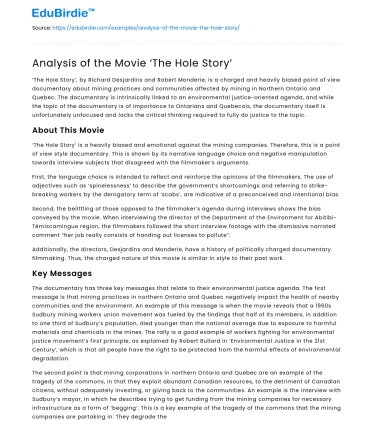 Analysis of the Movie ‘The Hole Story’