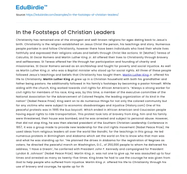 In the Footsteps of Christian Leaders