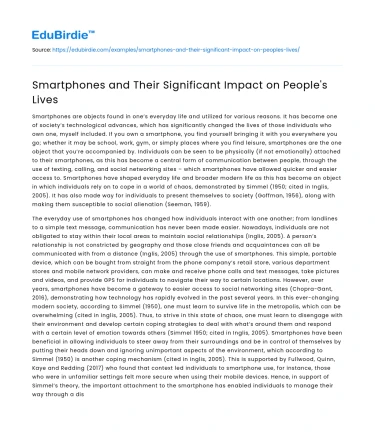 Smartphones and Their Significant Impact on People’s Lives