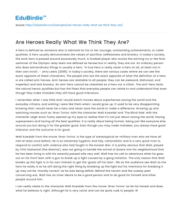 Are Heroes Really What We Think They Are?