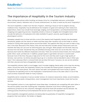 The Importance of Hospitality in the Tourism Industry