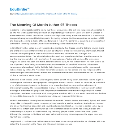 The Meaning Of Martin Luther 95 Theses