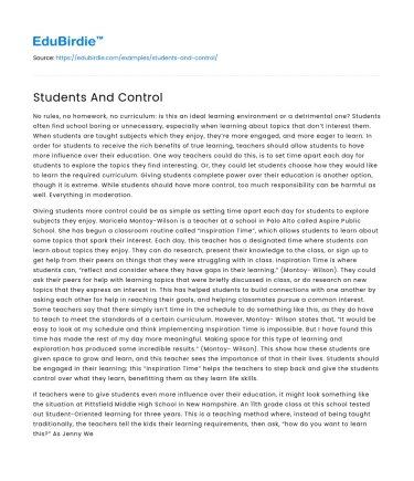 Students And Control