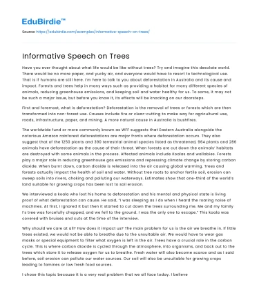 Informative Speech on Trees