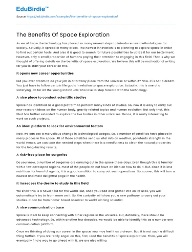 The Benefits Of Space Exploration