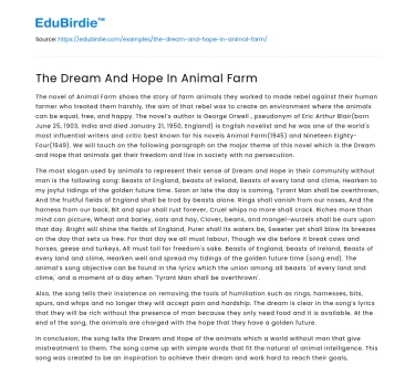 The Dream And Hope In Animal Farm