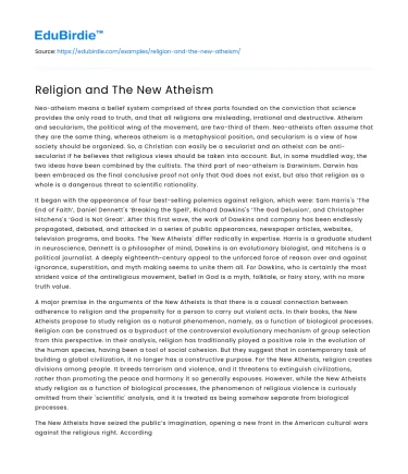 Religion and The New Atheism