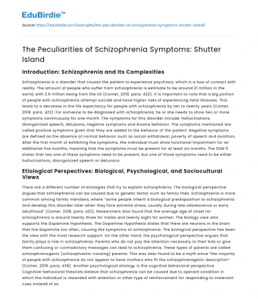The Peculiarities of Schizophrenia Symptoms: Shutter Island