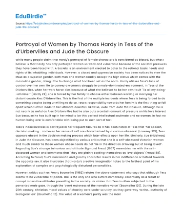 Portrayal of Women in Hardy’s Tess and Jude