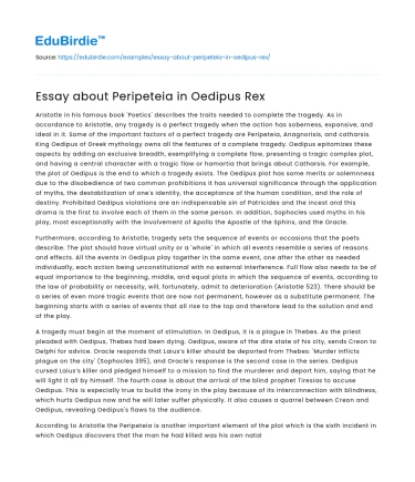 Essay about Peripeteia in Oedipus Rex