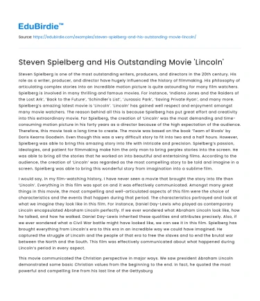 Steven Spielberg and His Outstanding Movie ‘Lincoln’
