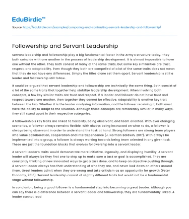 Followership and Servant Leadership