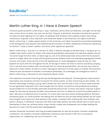 Martin Luther King Jr: I Have A Dream Speech