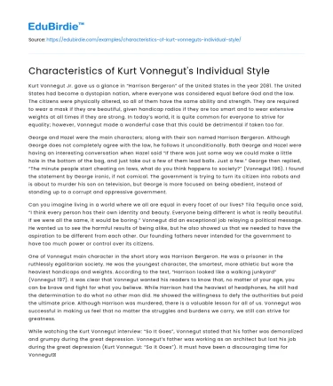 Characteristics of Kurt Vonnegut’s Individual Style