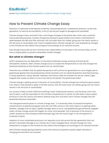 How to Prevent Climate Change Essay