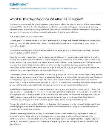 What Is The Significance Of Afterlife In Islam?