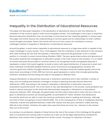 Inequality in the Distribution of Educational Resources