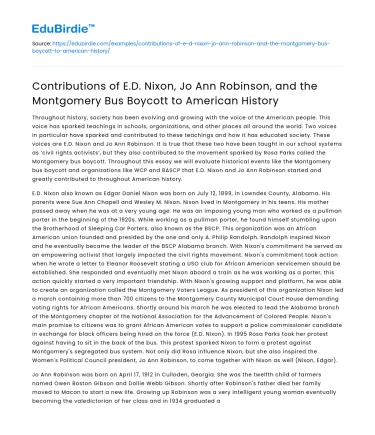 Nixon, Robinson, and the Montgomery Bus Boycott in American History